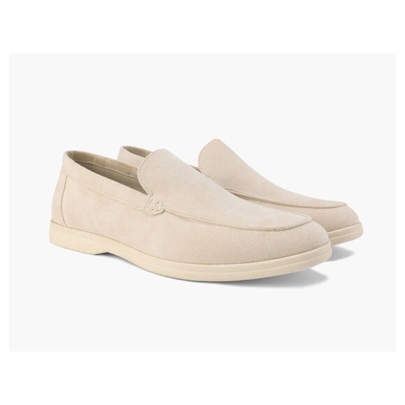 Old Money Men’s Suede Slip On Loafers With Bag Beige Size 13/46 - Picture 1 of 7